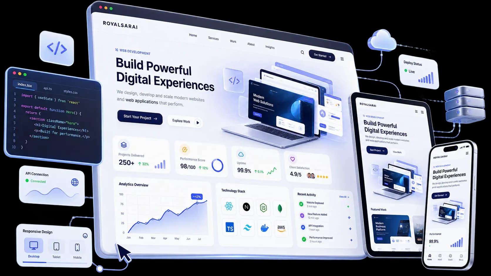 A web platform interface representing a website rebuild or redesign